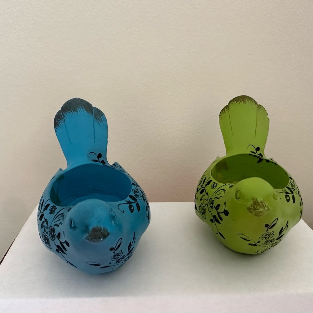 Blue and Green Bird Tea light candle holders